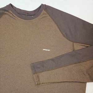 Patagonia Capilene Performance Baselayer Mens XL Brown Gray Raglan Long Sleeve